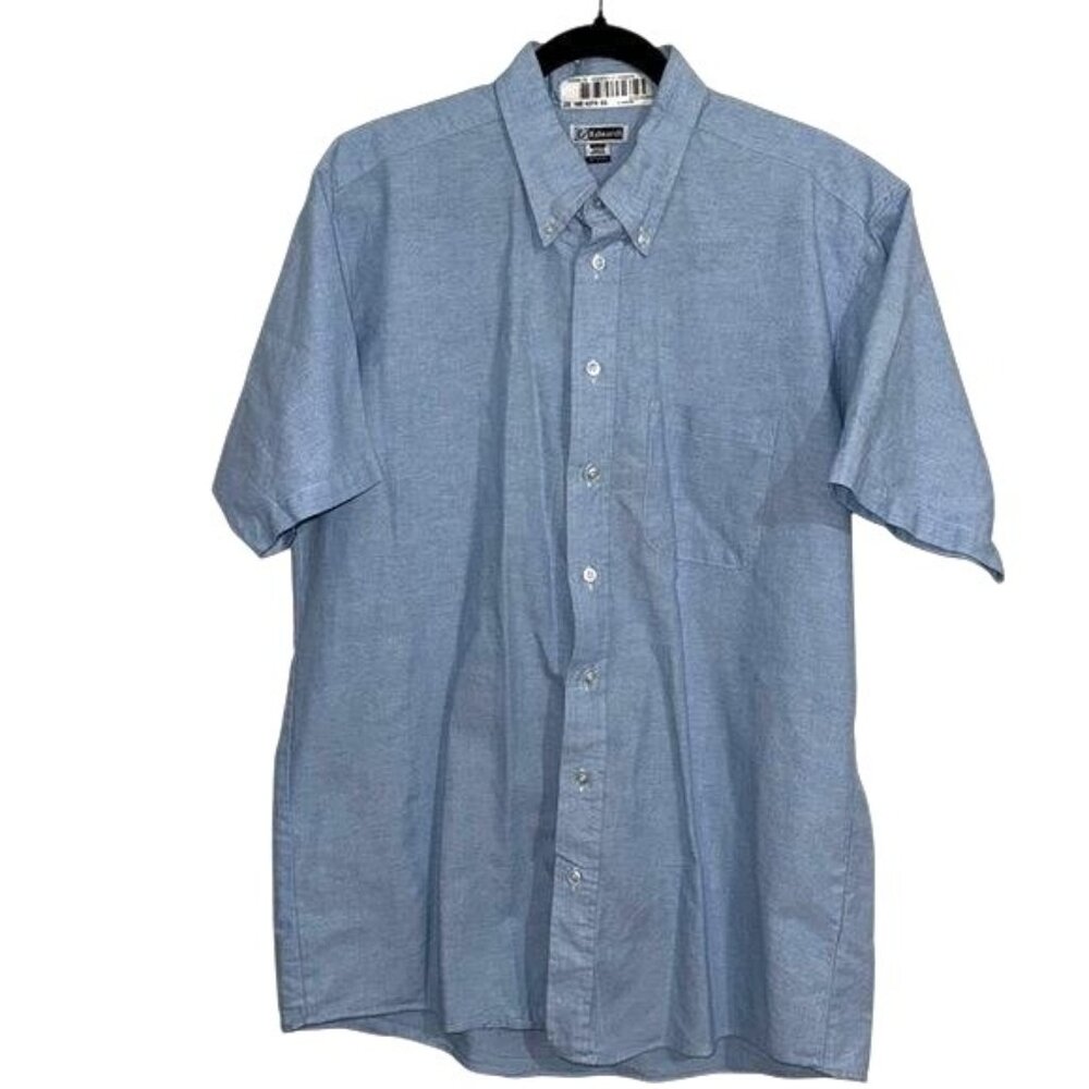 Edwards Light Blue Short Sleeve Button-Down Shirt LT Cotton/Polyester Mens Workw